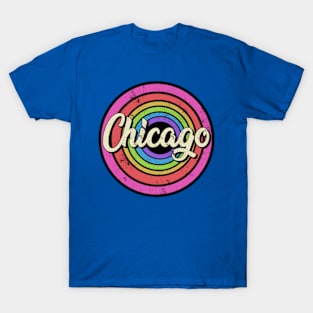 Chicago - Retro Colorful Styled Faded Design T-Shirt